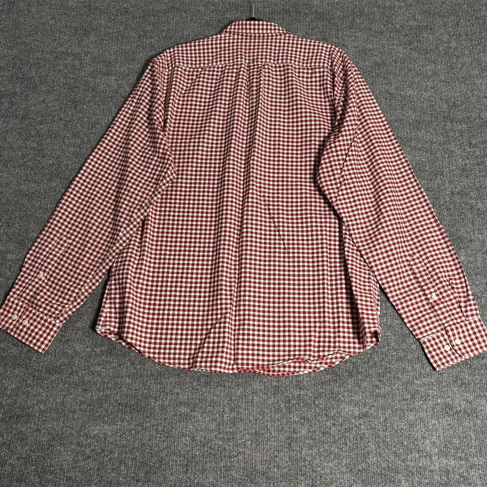 Banana Republic Grant Fit Mens XL Red Gingham Cotton Stretch Oxford Shirt 0378